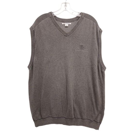 Cutter & Buck Sweater Vest SPA Logo Luxury Mens XXL Gray Cotton Knit Active Golf - Picture 1 of 13